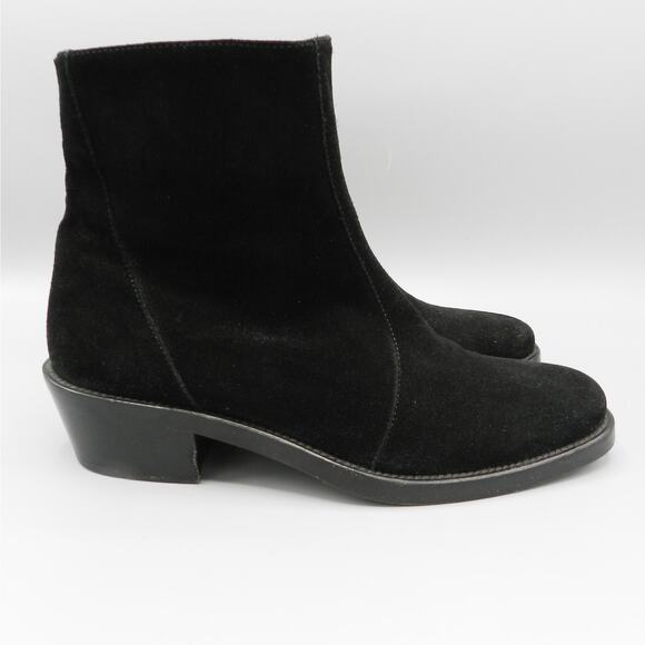 Theyskens Theory Black Suede Ankle Boots Sz 40 EU 9.5 US Low Block Heel Side Zip - Picture 2 of 12